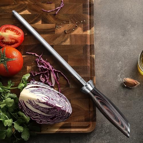 HOSHANHO Honing Rod, 10 Inch Professional Kitchen Knife Sharpener Rod