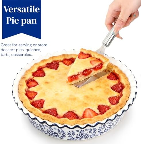 SOUJOY 2 Pack Ceramic Pie Pans for Baking, 10 Inch Pie Plates with Ruffled Edges, Deep Round Baking Dishes, Non-Stick Bakeware for Quiches Tarts Casseroles, Oven Microwave & Dishwasher Safe
