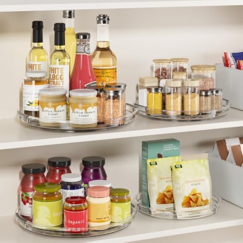LAMU 3 Pack 12'' Lazy Susan Organizer Turntable for Cabinet, Pantry Organizers and Storage, Rotating Condiment Organizer for Kitchen, Table Top, Fridge, Countertop, Spice Organization