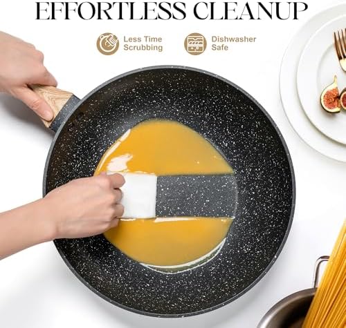 MICHELANGELO 12 Inch Wok Set - Woks & Stir-Fry Pans Nonstick Wok Pan with Lid, Induction Wok with Ergonomic Handle, Stainless Steel Steamer, Fryer Basket, Black