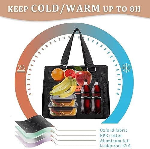 HSHRICH Insulated Lunch Bag Women - Large Tote Lunch Box For Work
