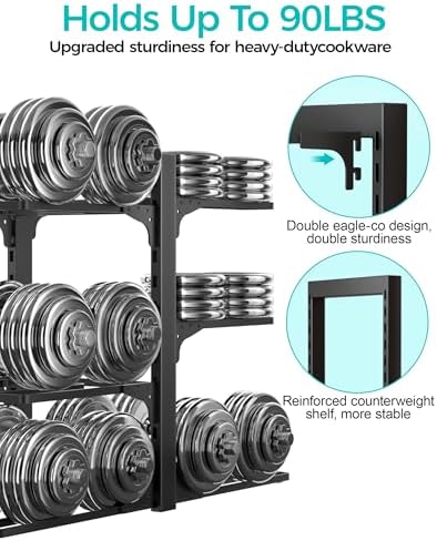 ORDORA Pots and Pans Organizer Under Cabinet 13.8", 6-Tier Adjustable Rack