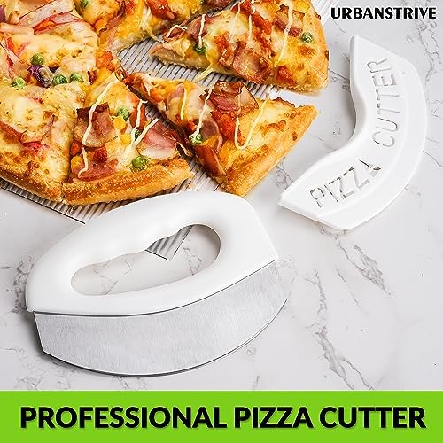 Pizza Cutter with Blade Cover Stainless Steel Upgraded Sharper Blade White