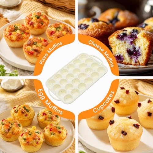 Mini Cupcake Pans, Metal Reinforced Frame Silicone Mini Muffin Pan 24 Cups