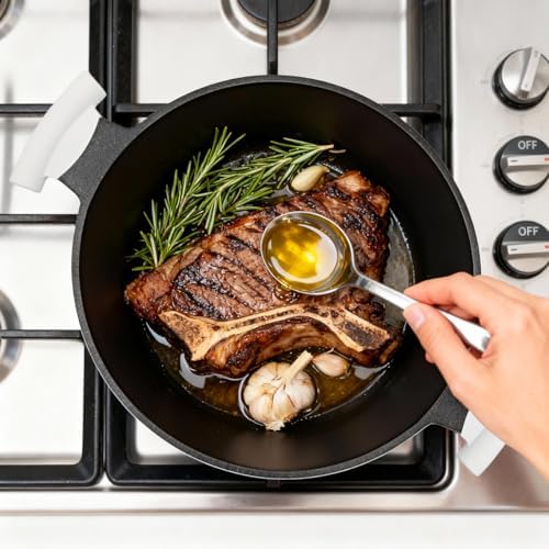 5 Qt Nonstick Stock Pot with Lid, Soup Pot with Stay-Cool Handle, White