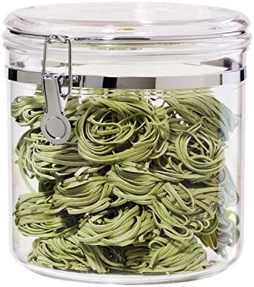 Oggi Jumbo Clear Canister with Clamp Lid, 150 oz - Airtight Food Storage Container, for Kitchen & Pantry Storage of Bulk, Dry Foods Including Pasta, Flour, Sugar, Coffee, Rice, Tea, Spices & Herbs