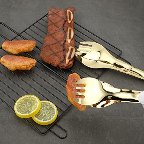 MSY BIGSUNNY Kitchen Tongs Cooking Tong - Stainless Steel Food Serving Tongs Set of 2(Gold, 9 inch)