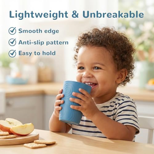 12oz Wheat Straw Cups Set of 6, Plastic Cups Reusable (Multicolor)
