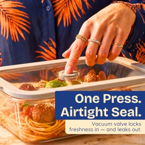 Non-Toxic Glass Food Containers with Lids, 2-Pack, 50 oz, Airtight, Gray