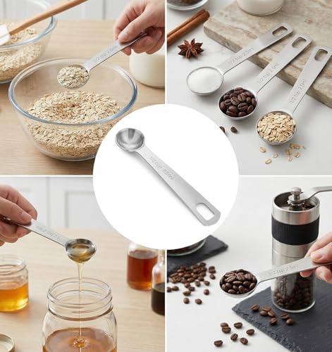 5PCS 1/2 Teaspoon Measuring Spoon, 4.5 Inch 1/2 Teaspoon Scoop (2.5m)
