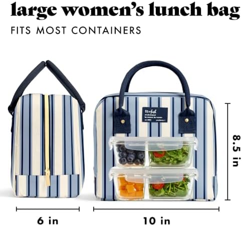 Fit & Fresh Bloomington Lunch Bag for Women - Insulated Large Lunch Box for Work with Containers, Leak-Resistant