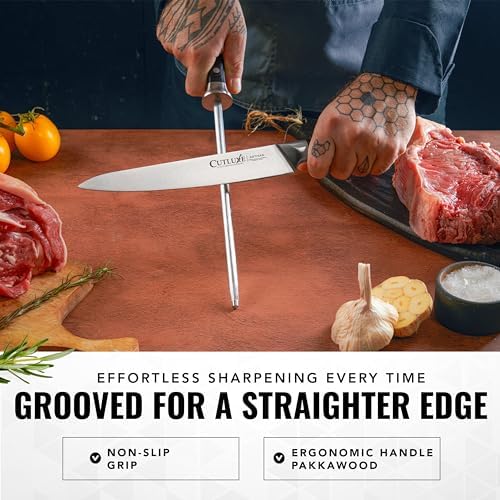 Cutluxe Honing Rod, 10" Knife Sharpener Steel – Honing Steel for Knives