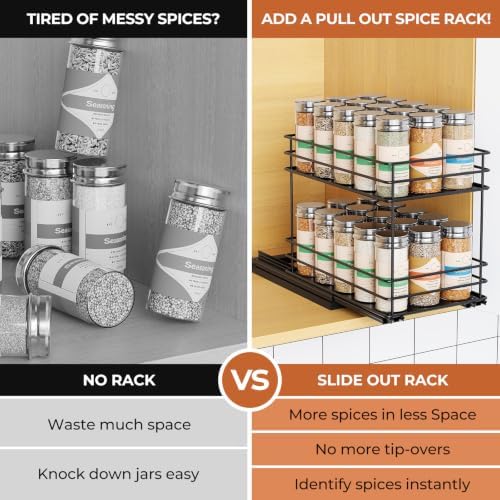 Mystozer Pull Out Spice Rack Organizer for Cabinet, Slide Out Spice Racks