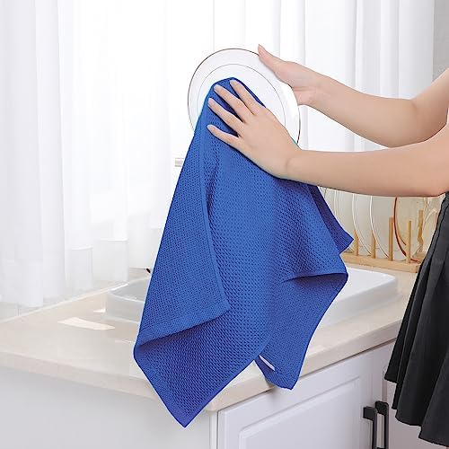 Homaxy 100% Cotton Waffle Weave Kitchen Dish Towels 4-Pack, Blueberry