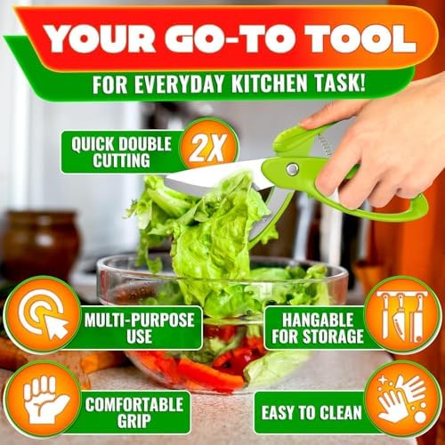Salad Scissors for Chopped Salad, Two-Blade, Spring-Loaded System