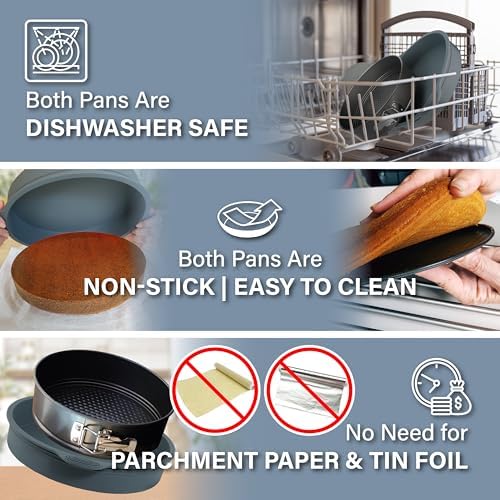 Cheese Cake Pans for Baking, NON-STICK Springform Pan Set & SILICONE SLEEVE