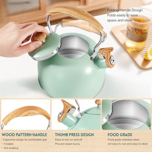 GGC Whistling Tea Kettle for Stove Top, 85OZ/2.6QT Stainless Steel Tea Pot