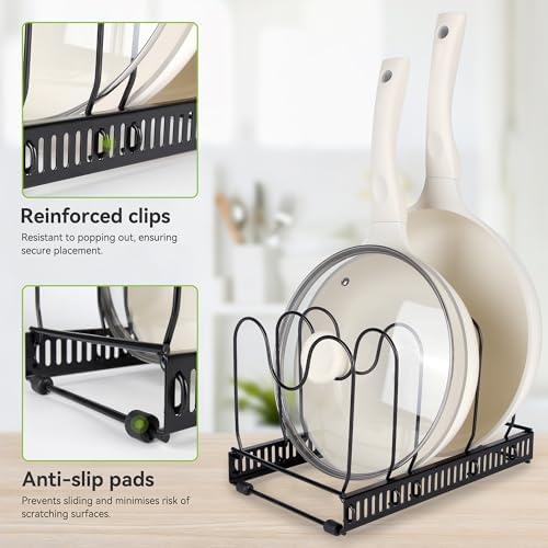 Fyvva Pots and Pans Organizer under Cabinet Expandable 14 Dividers Black