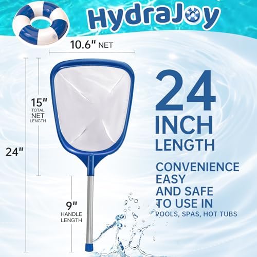 Pool Net, Professional Swimming Pool & Hot Tub Skimmer Net Accessories, Pool Leaf Rake Cleaning Tool with Pole, Fine Nylon Mesh Bag, Easy to Clean Bugs, Leaves,Debris（Blue&White）