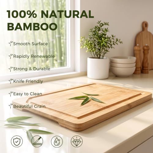 Kikcoin 9"×6" Small Bamboo Cutting Board with Handle, Natural