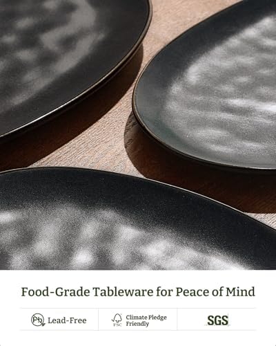 famiware Serving Platters Set of 3 Sizes - Oval, Matte Dark Charcoal