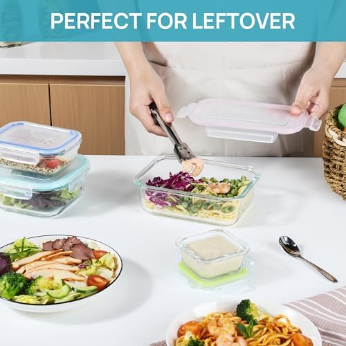 Vtopmart 8 Pack Glass Food Storage Containers with Airtight Lids