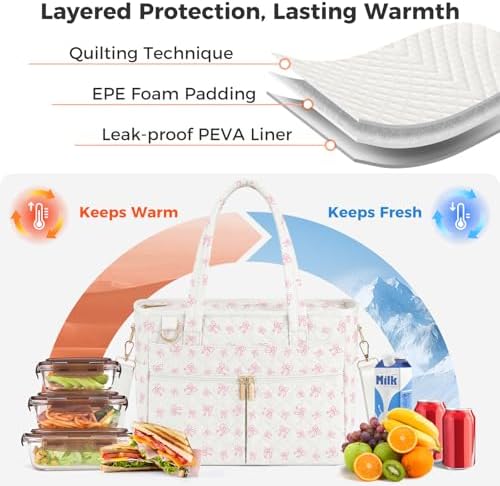 Large lunch bag, Lunch box insulated for women tote bag, Soft Cooler Bag for Work Outdoor Picnic Trips