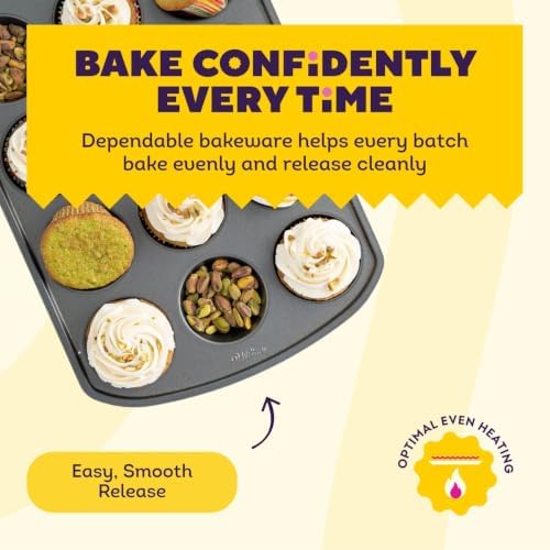 Wilton Silver Non-Stick Muffin Pan, Made Without PFAS, 12-Cup