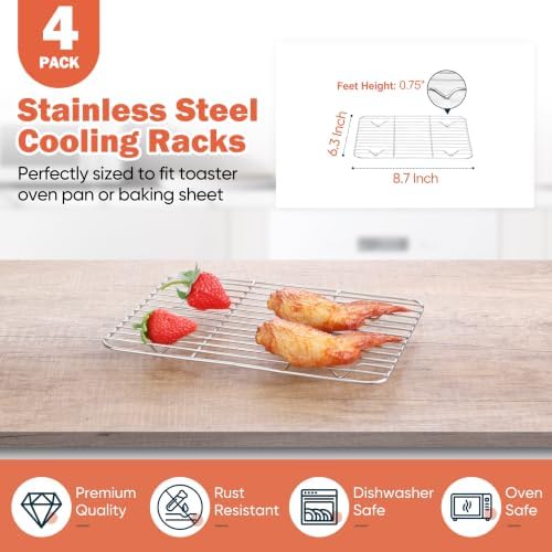 Homikit 4 PCS Baking Rack for Oven Cooking, 8.7” * 6.3” Small Cooling Racks