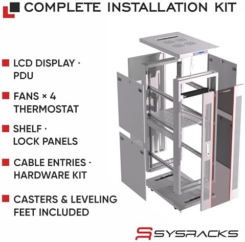 32U Home Server Rack Cabinet – 19" Floor Standing Network Rack, 35" Deep Homelab Rack with Locking Glass Door, Cooling Fans, PDU & Shelf for NAS, Router, Switch and AV Equipment