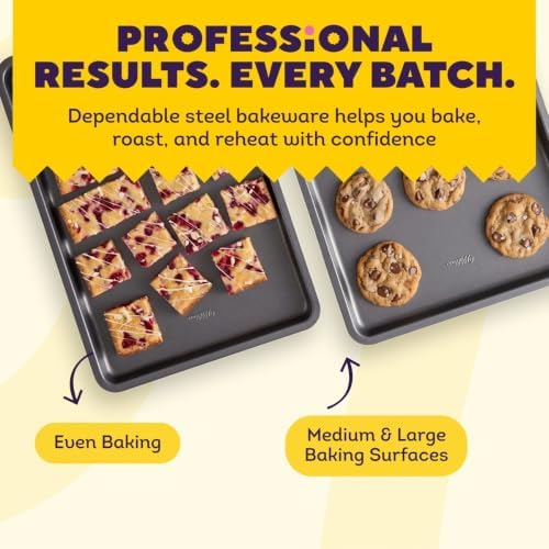 Wilton Silver Non-Stick Baking Sheet Set, Made Without PFAS, 2-Piece