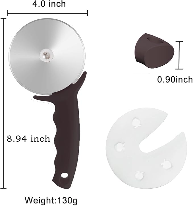 4" Pizza Cutter Wheel,Stainless Steel Large Pizza Cutter with Cover, Super Sharp Pizza Slicer-Dishwasher Available,Smooth Rotating Large Pizza Wheel Cutter Safe with Healthy Material (Black, 4 inch)