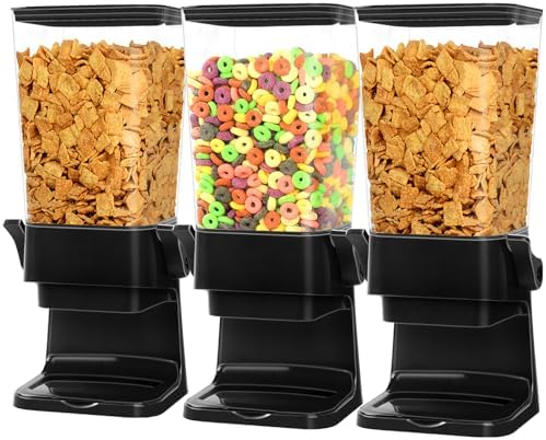 Cereal Dispenser Countertop Large Cereal Containers Storage Black,3 pack