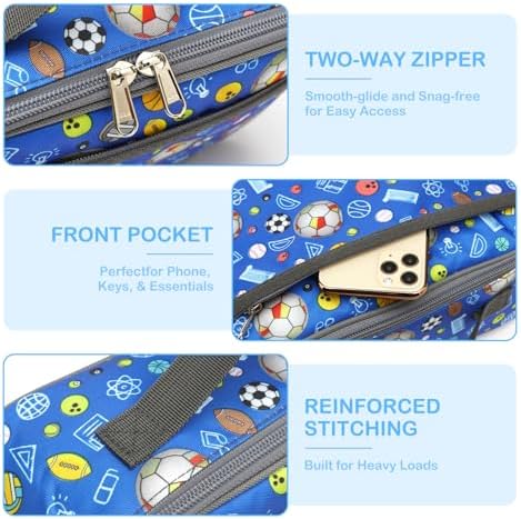 FlowFly Kids Lunch box Insulated Soft Bag Mini Cooler Back to School Thermal Meal Tote Kit for Girls, Boys,football