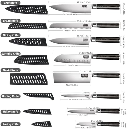 MDHAND Chef Knife Set with Roll Bag, Ultra Sharp Japanese Kitchen Knife Set