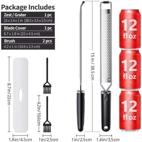 Cheese Grater with Non-Slip Handle, Lemon Zester,L15"x W1.4"