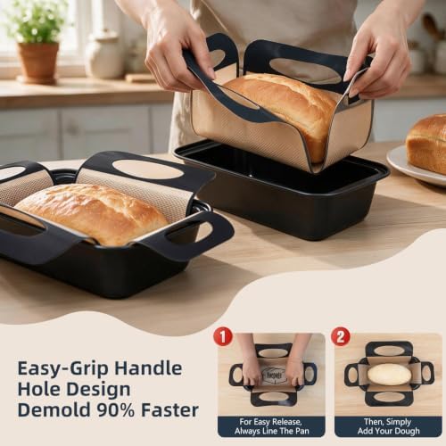 Loaf Pan with Liners Set: Nonstick 9 x 5 Inch Bread Pan for Homemade Baking
