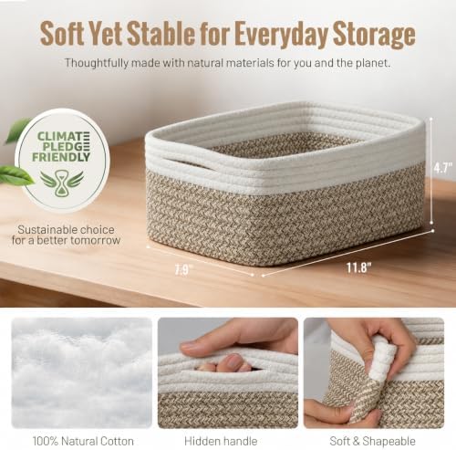 5 Pack Small Woven Storage Baskets for Shelves, Gift Baskets Empty