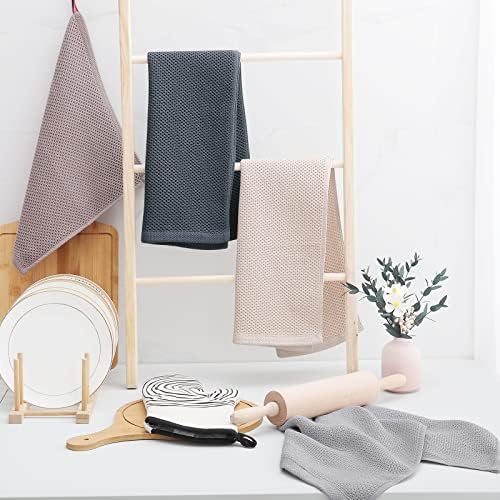 Homaxy 100% Cotton Waffle Weave Kitchen Dish Towels 6-Pack, Dark Grey