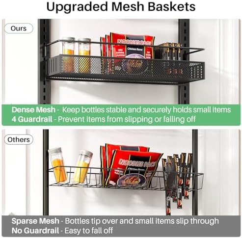 SNTD 8 Tiers Over the Door Organizer, 17" W x 6" D x 69" H, Black