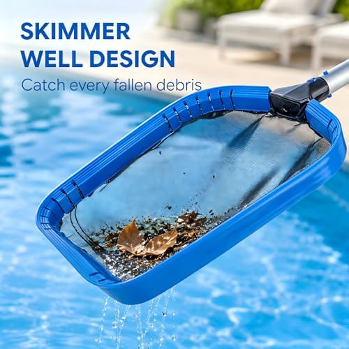 Pool Skimmer Net, Heavy Duty Flat Nylon Fine Mesh Leaf Bag, Fast Debris Removal Cleaning Tool Compatible with Standard Pole for All Swimming Pools and Ponds(No Pole)