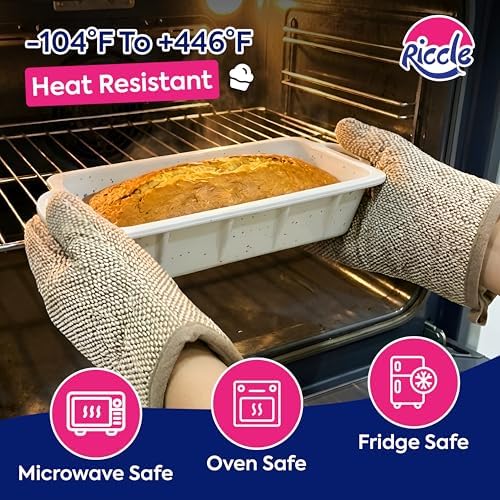 RICCLE Silicone Bread Loaf Pan 2 Pc, 9.5x5 inch inch Banana Bread Loaf Pan