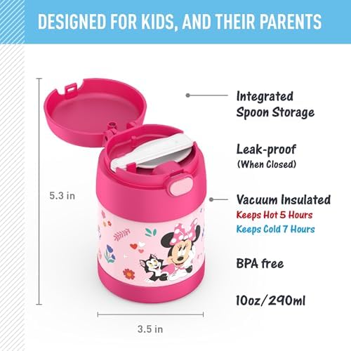 THERMOS FUNTAINER Kids Food Jar with Spoon, 10oz, Preschool Minnie