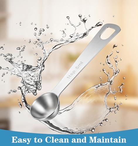 4PCS 1 Teaspoon Scoop, 1 Teaspoon Measuring Spoon (5ml, Silver)