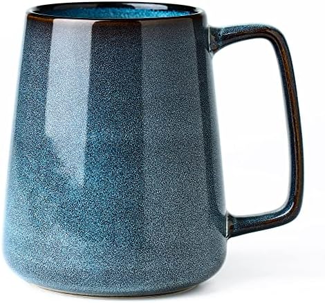 24 oz Large Ceramic Coffee mugs, Extra Large Cup, Big Handle (24 oz blue)