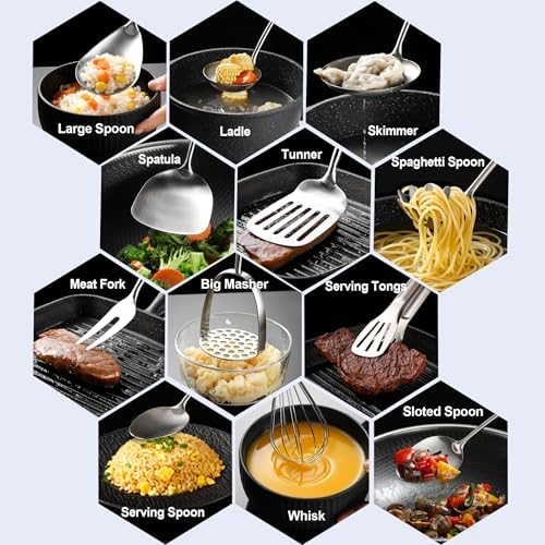 Stainless Steel Kitchen Utensils 13 PCS All Metal Set for Cooking