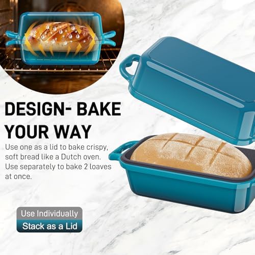 Enameled Cast Iron Sourdough Bread Dutch Oven-Emerald