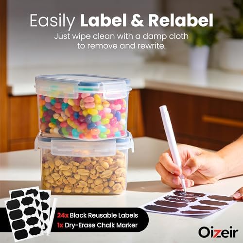 Oizeir Airtight Food Storage Containers with Lids 24-Pack, Pantry Kitchen