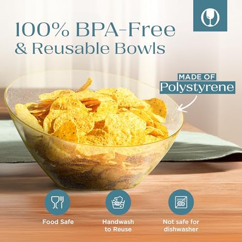 5 Pack Gold Plastic Angled Serving Bowl Disposable for Party Table 54oz