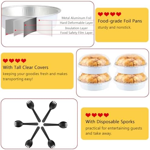 LNYZQUS 8oz Mini Pie Tins with Lids 50 Pack, 4 Inch Individual Cake Pans